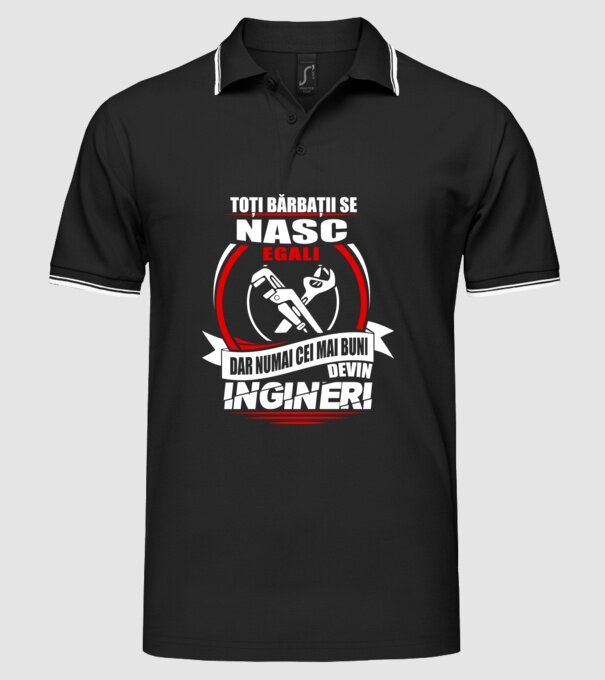 Toți bărbații se nasc egali ingineri model negru pe tricou