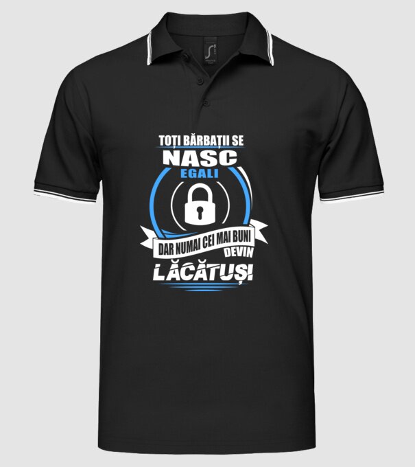 Toți bărbații se nasc egali lăcătuși model negru pe tricou