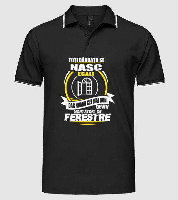 Toți bărbații se nasc egali montatori De ferestre model negru pe tricou