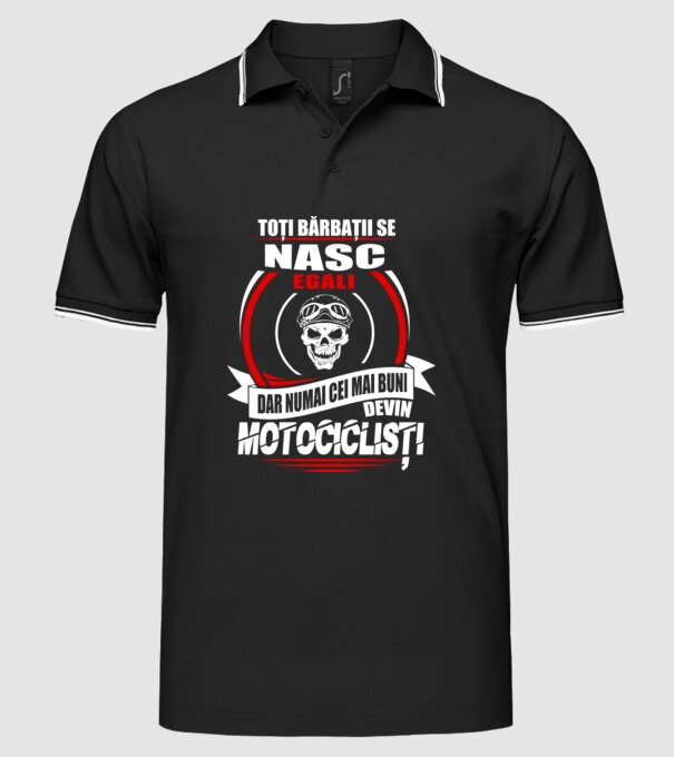 Toți bărbații se nasc egali motocicliști model negru pe tricou