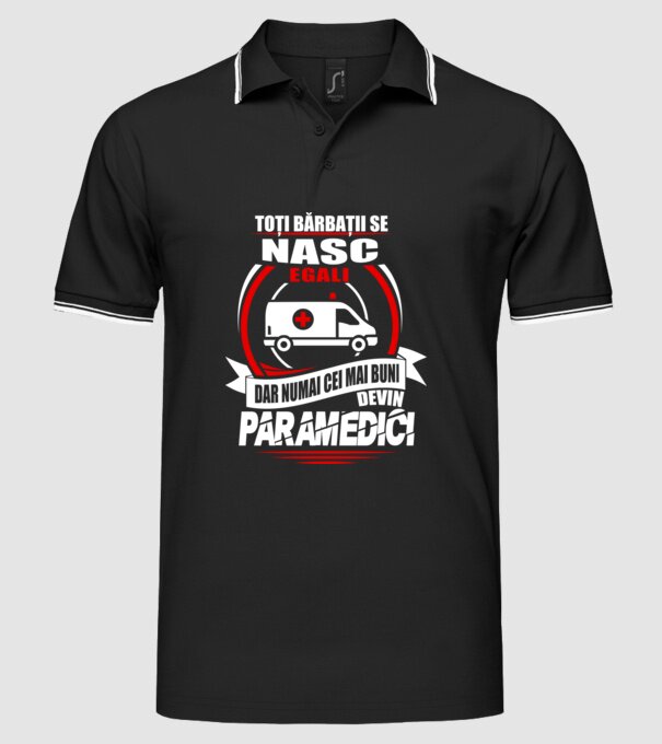 Toți bărbații se nasc egali paramedici model negru pe tricou