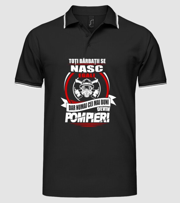 Toți bărbații se nasc egali pompieri model negru pe tricou
