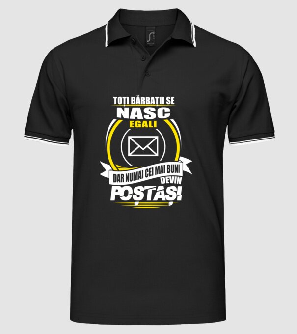 Toți bărbații se nasc egali poștași model negru pe tricou