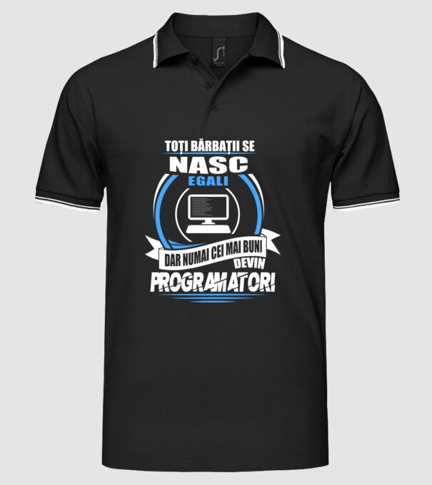 Toți bărbații se nasc egali programatori model negru pe tricou