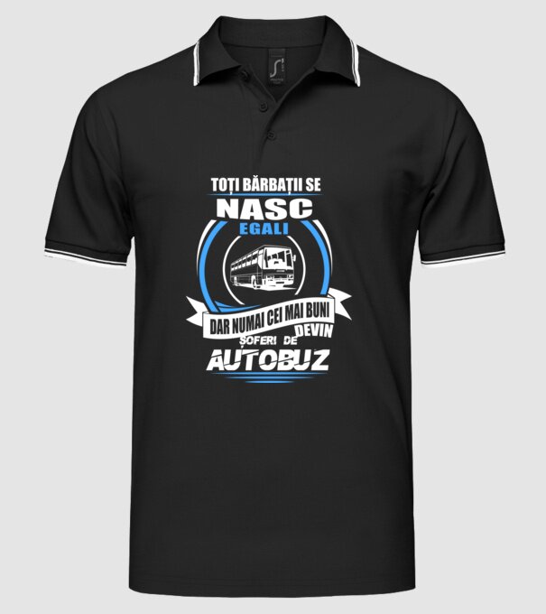 Toți bărbații se nasc egali șoferi de autobuz model negru pe tricou