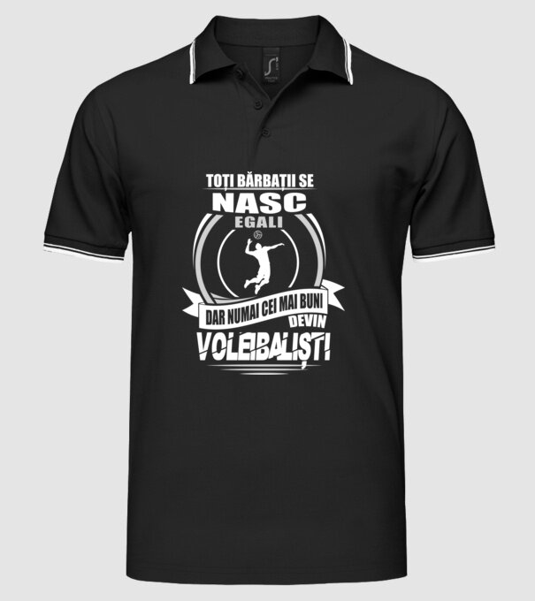 Toți bărbații se nasc egali voleibaliști model negru pe tricou