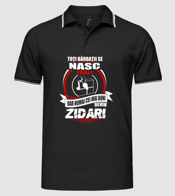 Toți bărbații se nasc egali zidari model negru pe tricou