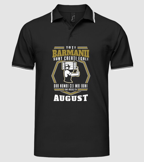 Toți barmanii creați egali August model negru pe tricou