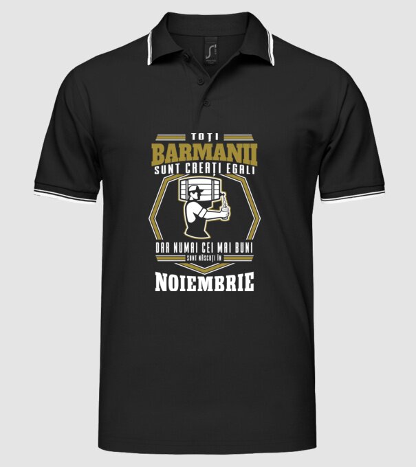 Toți barmanii creați egali noiembrie model negru pe tricou