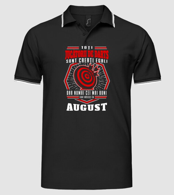 Toți jucătorii de darts sunt creați egali, dar numai cei mai buni sunt născuți în august. model negru pe tricou