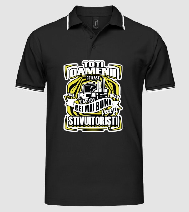 Toți oamenii stivuitoriști model negru pe tricou