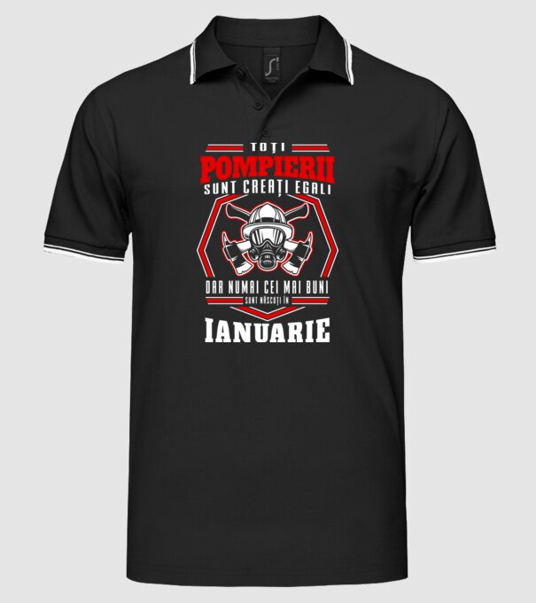 Toți pompierii sunt creați egali, dar numai cei mai buni sunt născuți în ianuarie model negru pe tricou