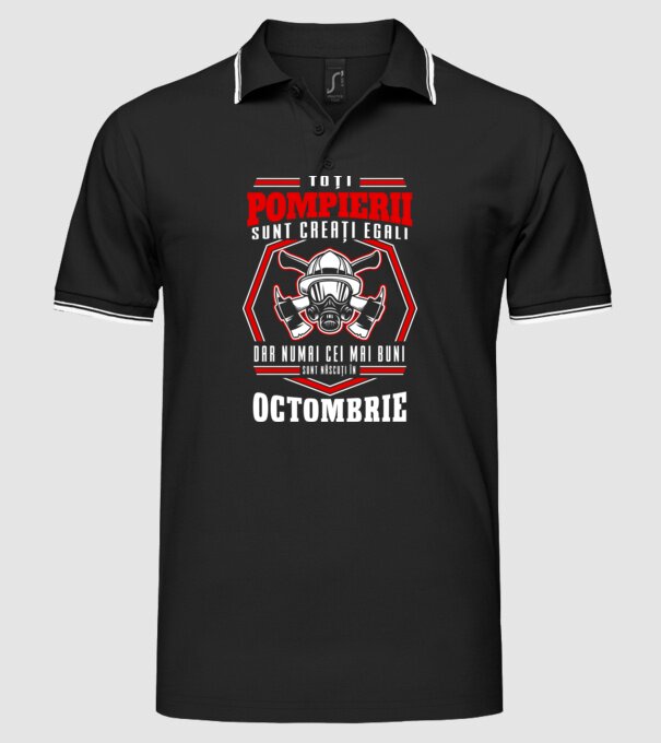 Toți pompierii sunt creați egali, dar numai cei mai buni sunt născuți în octombrie model negru pe tricou