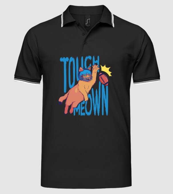 Touch Meow model negru pe tricou