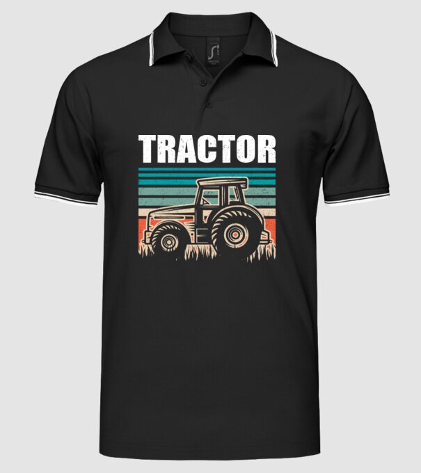 TRACTOR model negru pe tricou