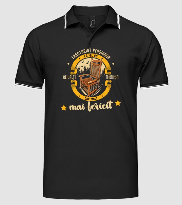 TRACTORIST pensionar - la fel ca ceilalți tractoriști, dar mult mai fericit model negru pe tricou