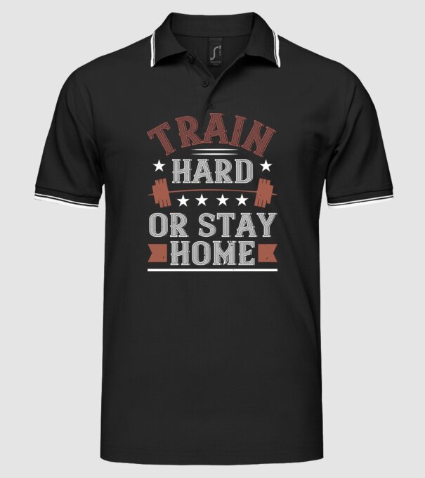 Train Hard model negru pe tricou