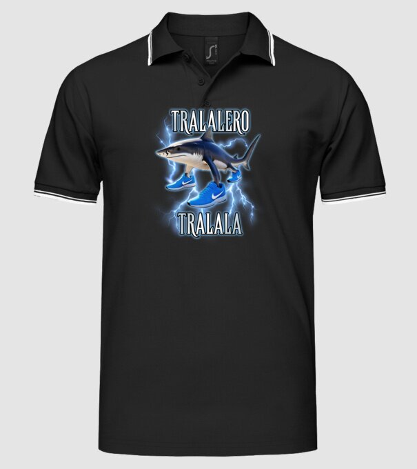 Tralalero Tralala model negru pe tricou