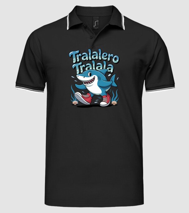 Tralalero Tralala drăguț model negru pe tricou