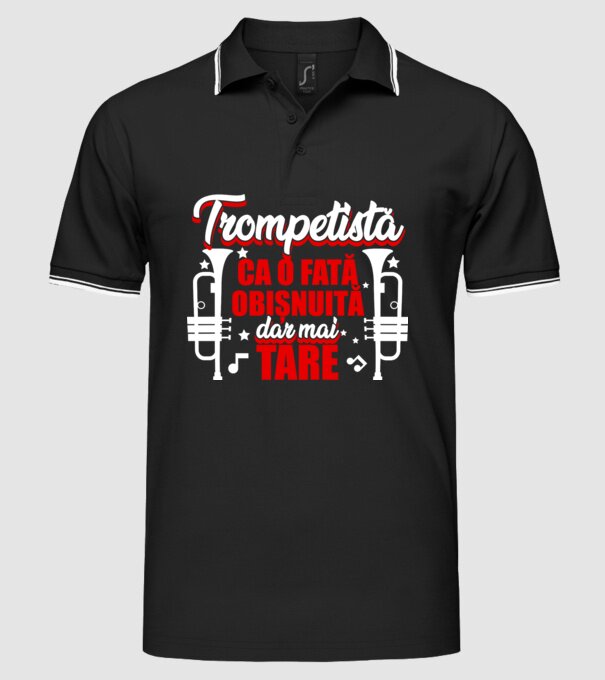 trompetistă: ca o fată obișnuită, dar mai tare model negru pe tricou