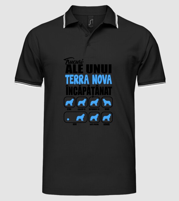 trucuri ale unui Terra Nova încăpățânat stai, culcă-te, întoarce-te, vino, adu, bate palma, rămâi model negru pe tricou