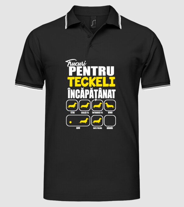 trucuri pentru Teckeli încăpățânați stai culcă-te întoarce-te vino adu bate palma rămâi model negru pe tricou