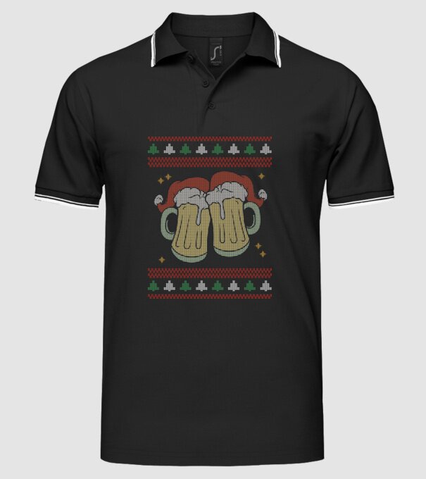 ugly sweater beers model negru pe tricou