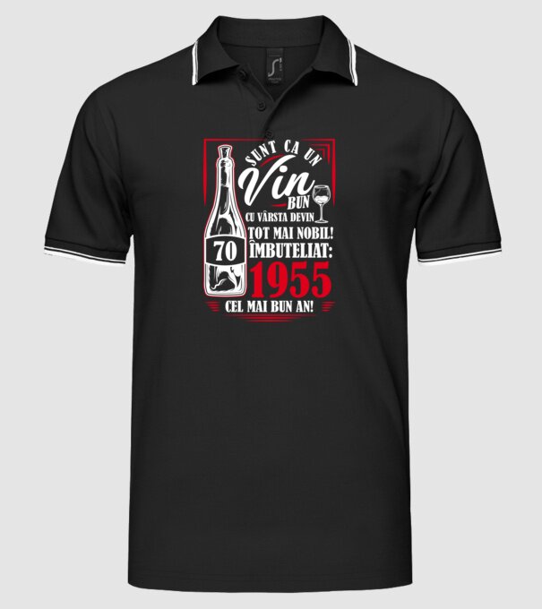 Un Vin Bun 1955 - Negru model negru pe tricou