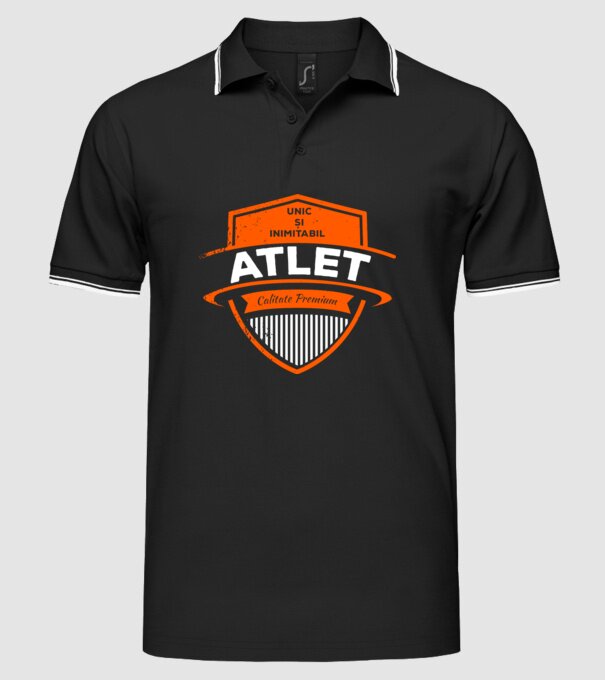 unic și inimitabil calitate premium_ATLET model negru pe tricou