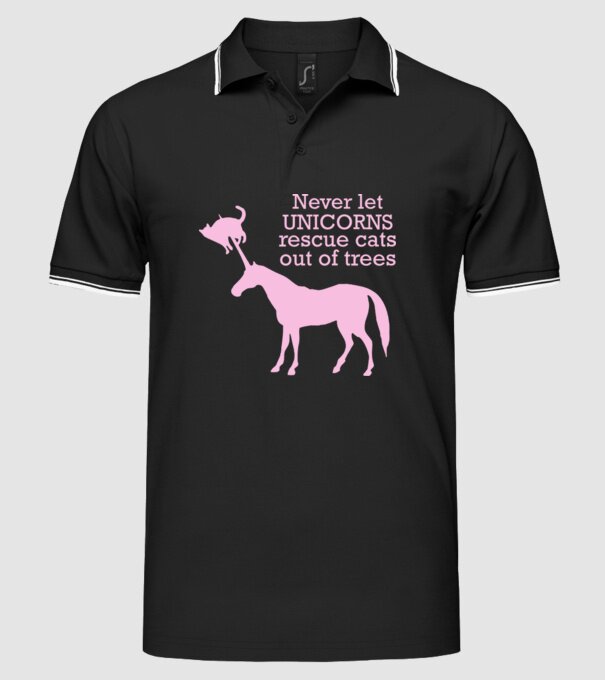 unicorn cat model negru pe tricou