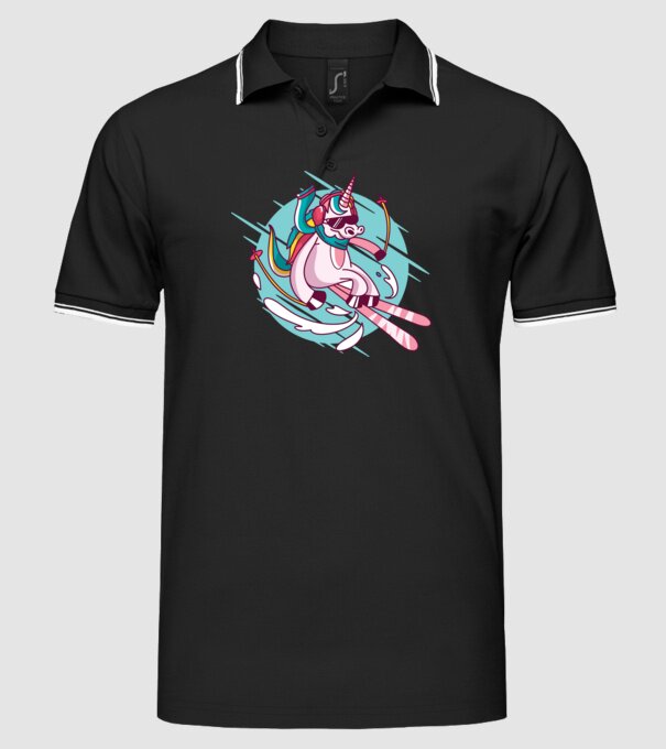 Unicorn ski model negru pe tricou