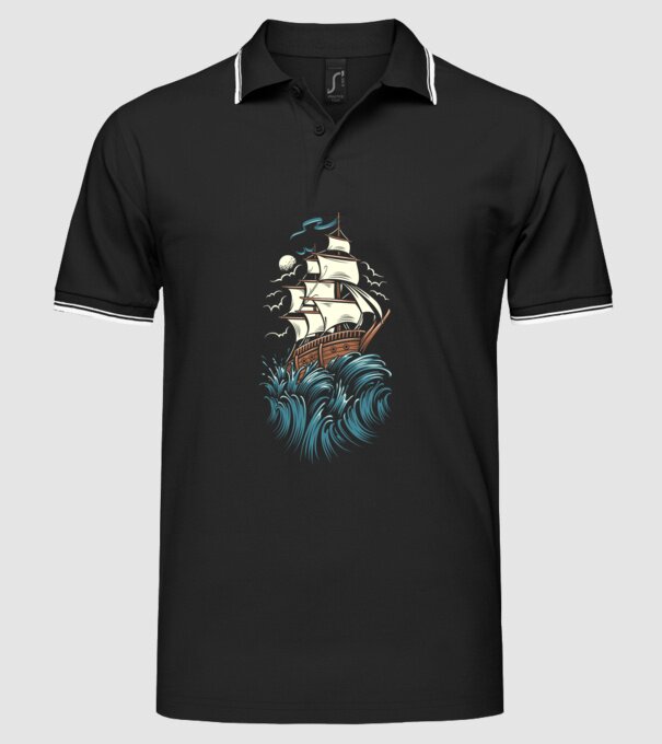 Vapoare model negru pe tricou