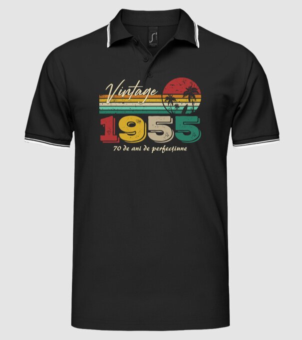 VINTAGE 1955 model negru pe tricou
