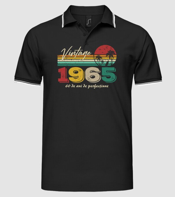 VINTAGE 1965 model negru pe tricou