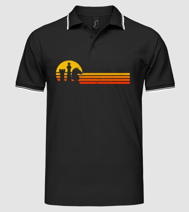 Vintage chesss sunset model negru pe tricou