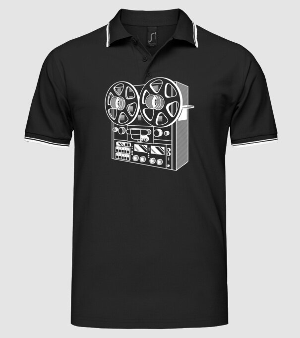 Vintage Reel to Reel Recorder model negru pe tricou