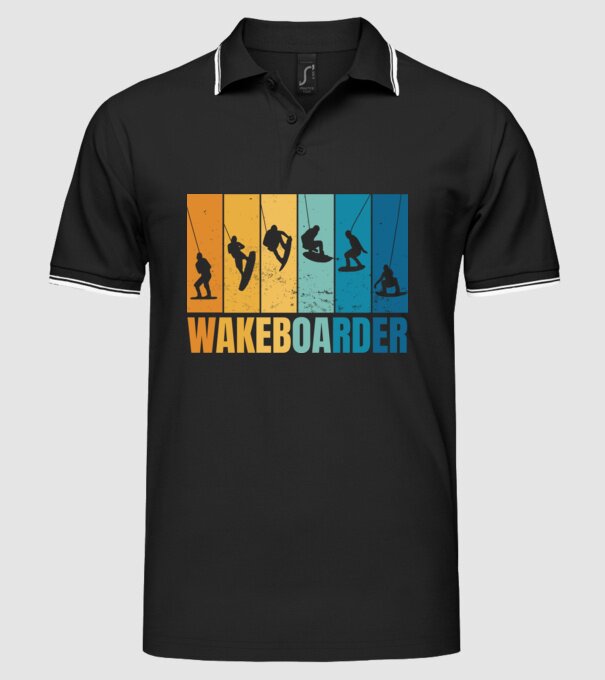 Wakeboard model negru pe tricou
