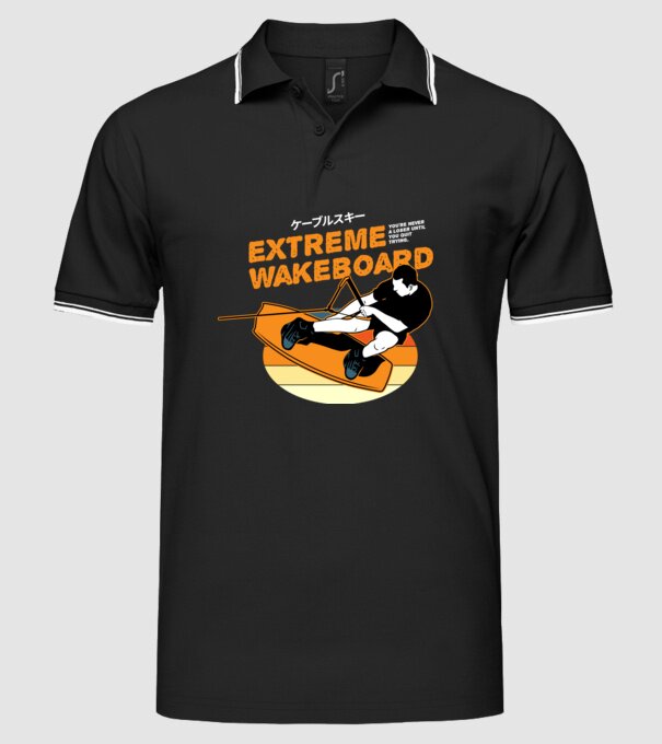Wakeboard model negru pe tricou