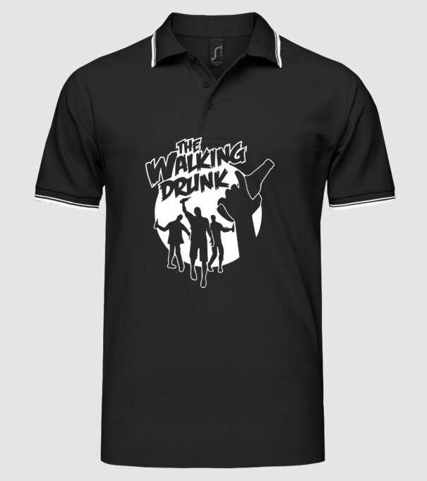 Walking Drunk model negru pe tricou
