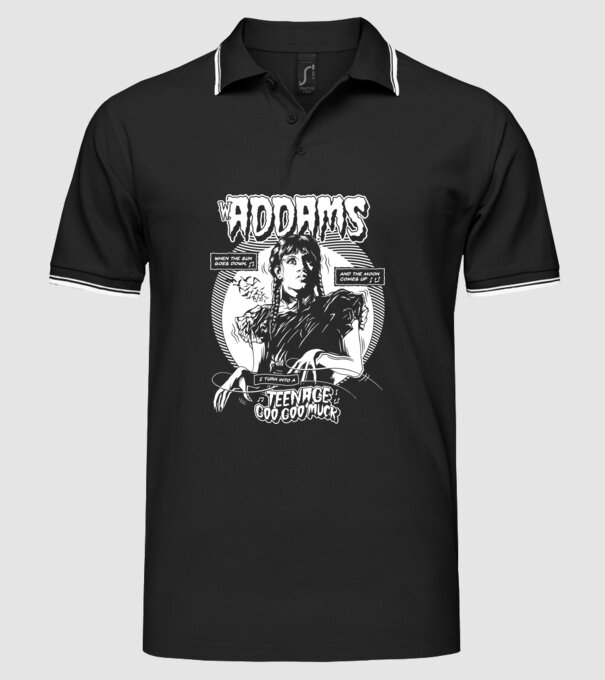 WEDNESDAY ADDAMS TEENAGE GOO GOO MUCK model negru pe tricou