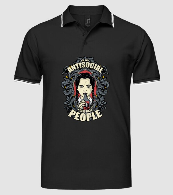 WEDNESDAY - Just hate people model negru pe tricou