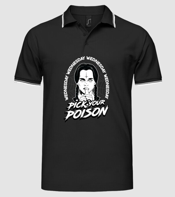 WEDNESDAY Pick your poison model negru pe tricou