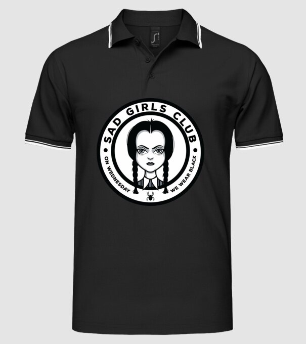 WEDNESDAY Sad Girls Club model negru pe tricou