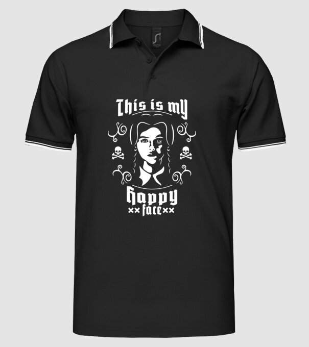 WEDNESDAY This is my happy face model negru pe tricou