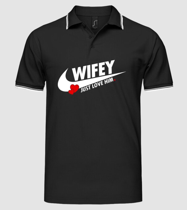 Wifey Just love him alb model negru pe tricou