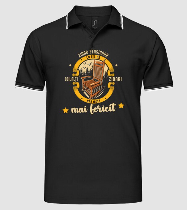 ZIDAR pensionar - la fel ca ceilalți zidari, dar mult mai fericit model negru pe tricou