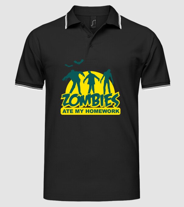Zombies ate my homework model negru pe tricou