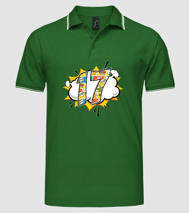 Birthday Comic Number 17 model verde pe tricou