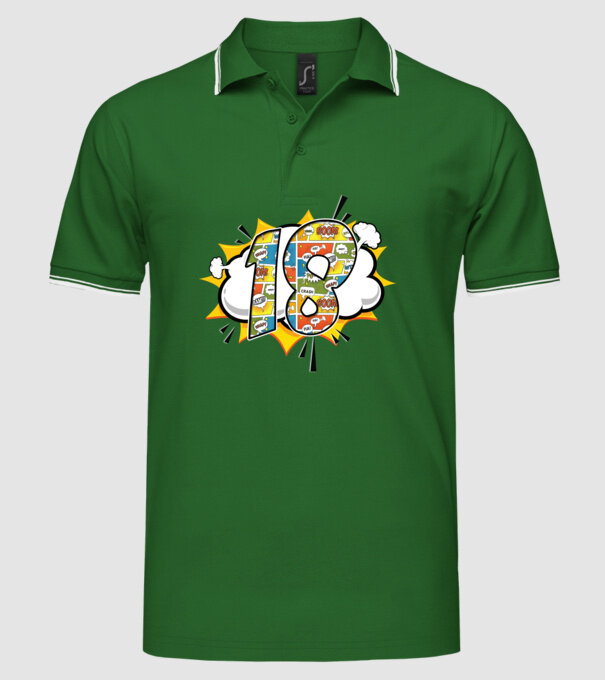 Birthday Comic Number 18 model verde pe tricou