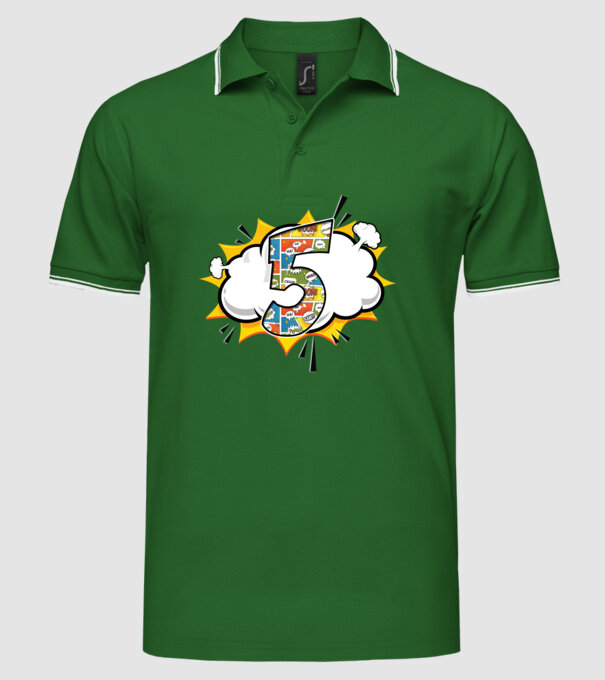 Birthday Comic Number 5 model verde pe tricou